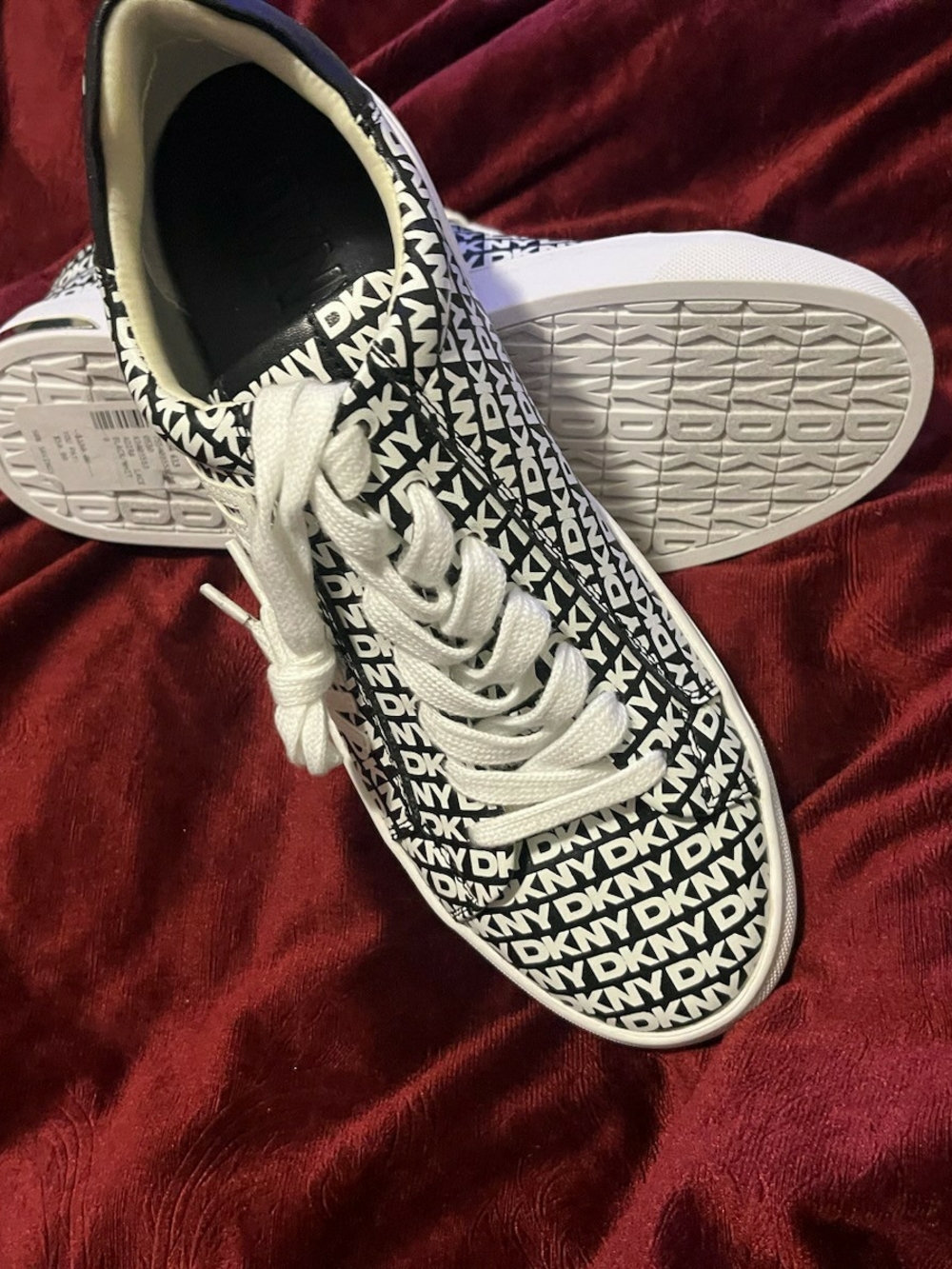 DKNY Black & White Logo Lace-Up Sneakers